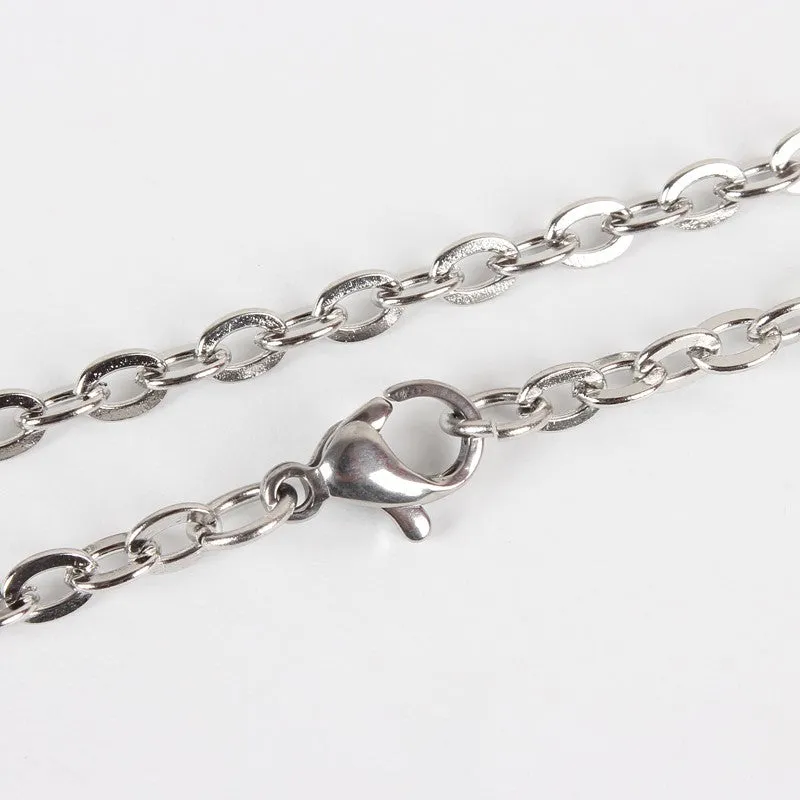 23inch Stainless Steel Cable Chain Necklace Links 4x3mm Alloy 304 S4085