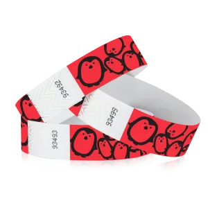 3/4" Tyvek Red Penguins Wristbands