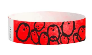 3/4" Tyvek Red Penguins Wristbands