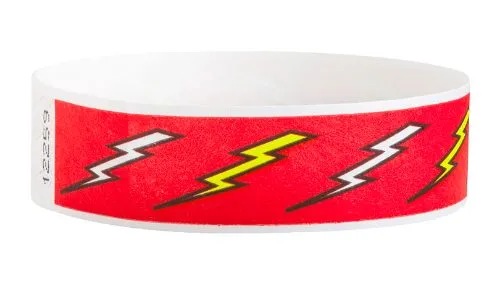 3/4" Tyvek® Wristbands - Lightning Bolts