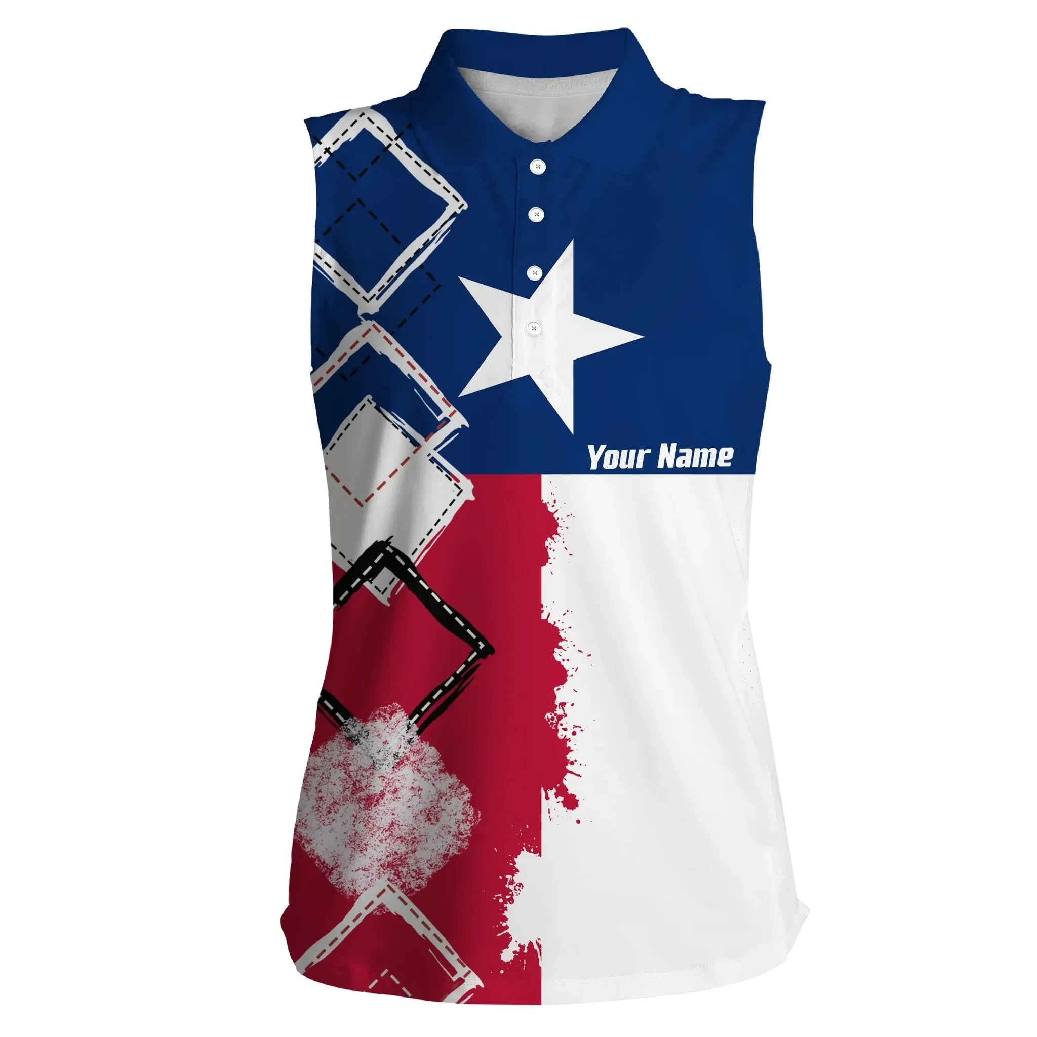 3D All Over Print Women Sleeveless Polo Shirt Texas Flag Patriot Custom Name Golf Shirts For Women, Gift For The Golfers