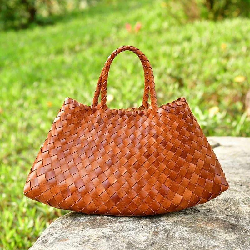 ABC Braided Baotou Layer Cowhide Pure Handmade Basket Bag