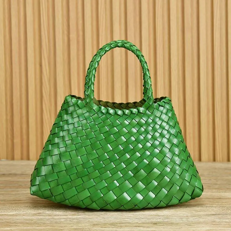 ABC Braided Baotou Layer Cowhide Pure Handmade Basket Bag