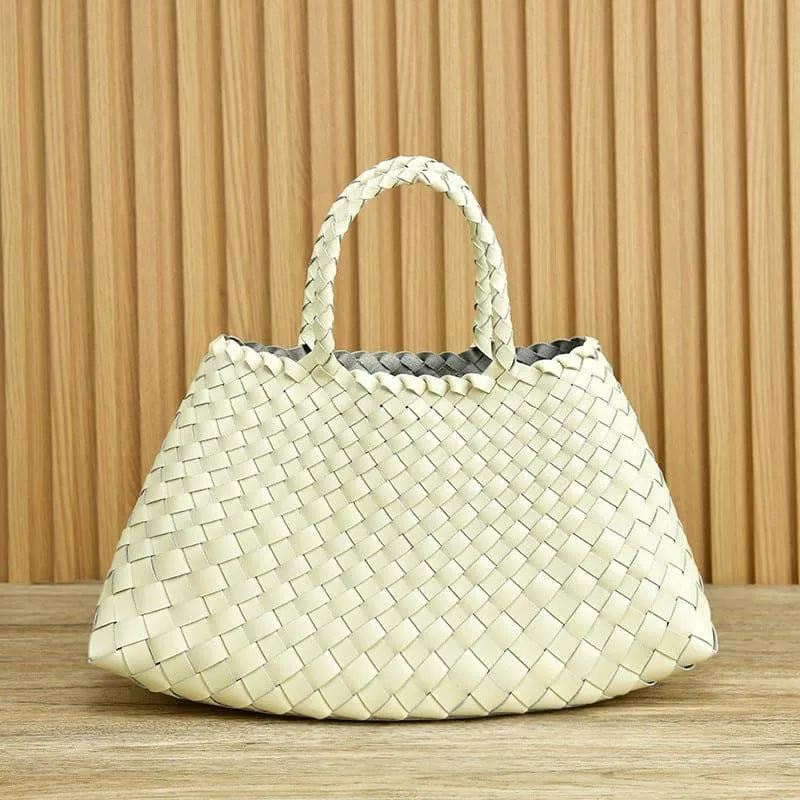 ABC Braided Baotou Layer Cowhide Pure Handmade Basket Bag