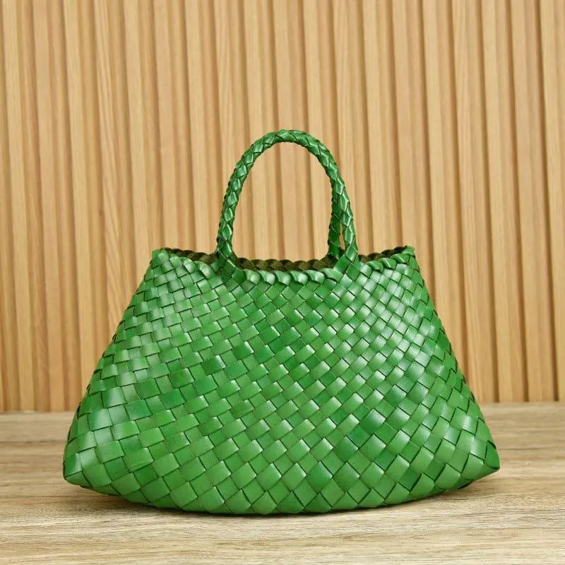 ABC Braided Baotou Layer Cowhide Pure Handmade Basket Bag