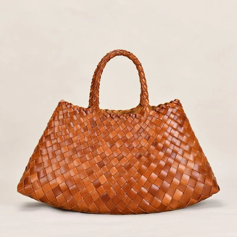 ABC Braided Baotou Layer Cowhide Pure Handmade Basket Bag