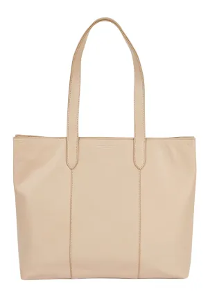 Amber Leather Tote Bag - Sand