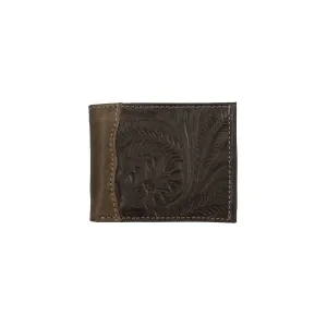 American West Mens Waxed Dark Brown Leather Bifold Wallet