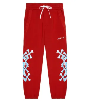 Amiri Print Cotton Sweatpants, Red