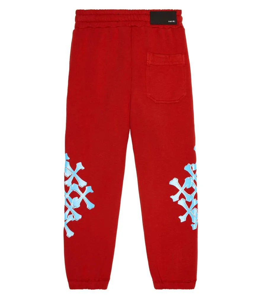 Amiri Print Cotton Sweatpants, Red