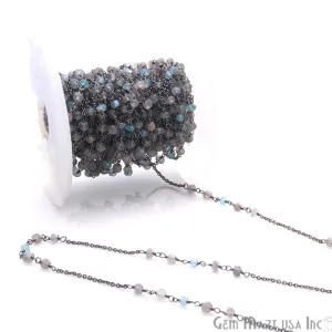 Apatite, Labradorite Beaded Oxidized Wire Wrapped Rosary Chain