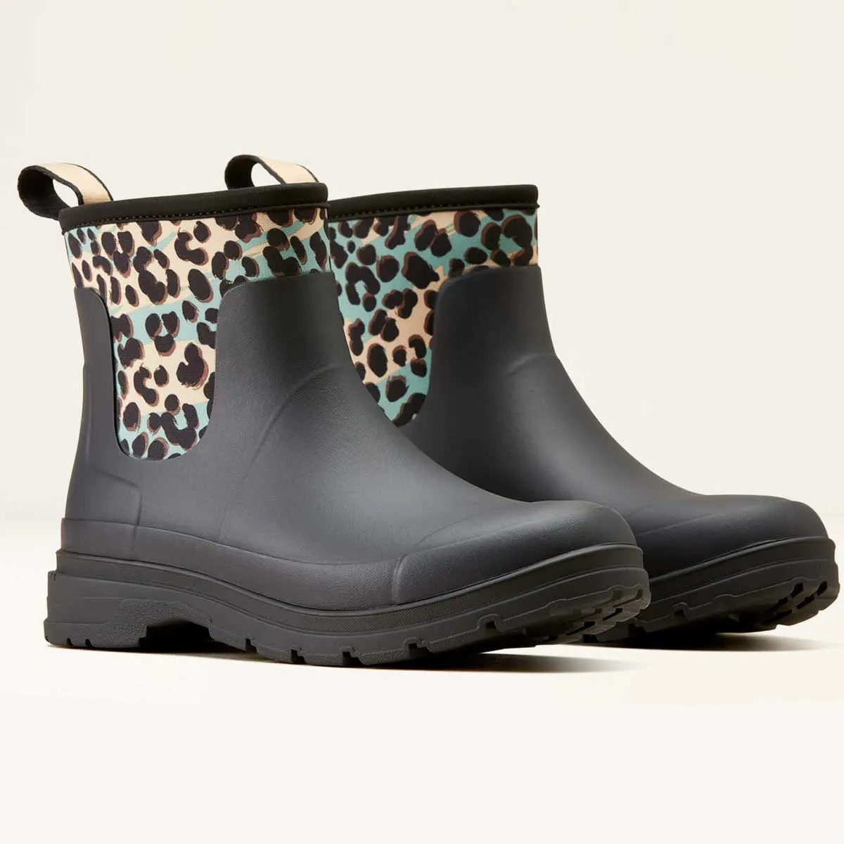 ARIAT Kelmarsh Shortie Rubber Boots - Womens - Black / Leopard Camo