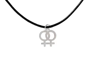 Black Cord Lesbian Same Sex Female Symbol Necklaces