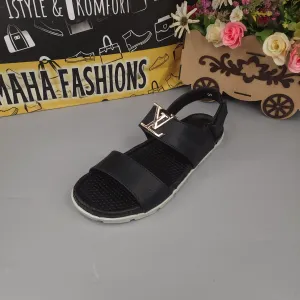 Black Sandals with Golden Buckle