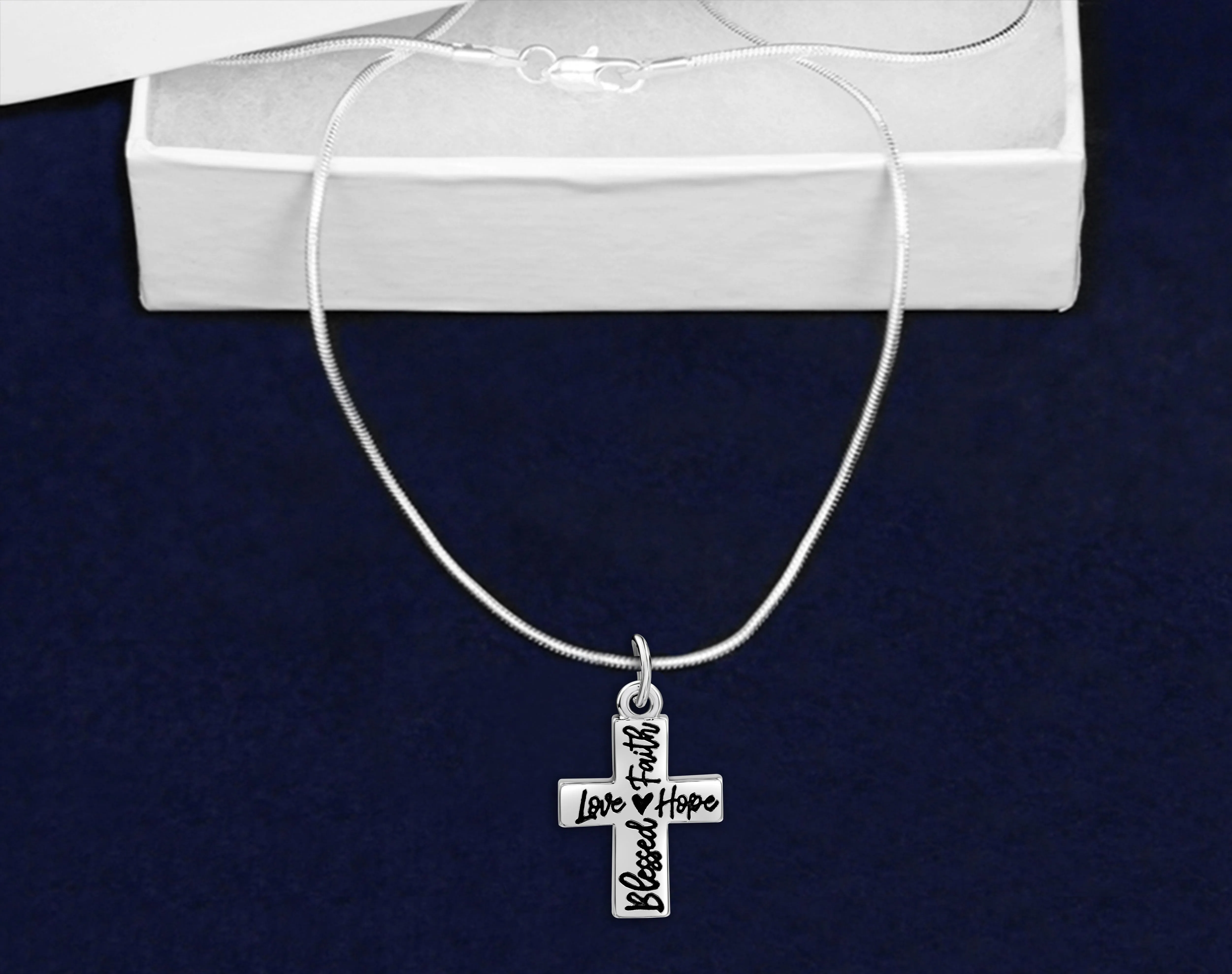 Blessed, Hope, Faith, and Love Cross Necklaces