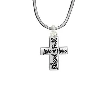 Blessed, Hope, Faith, and Love Cross Necklaces