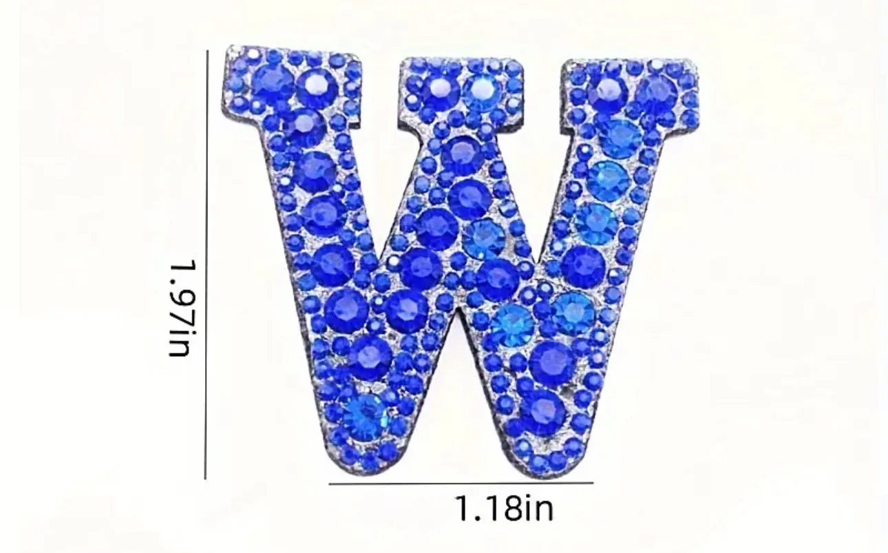 Blue Rhinestone Letter Patches