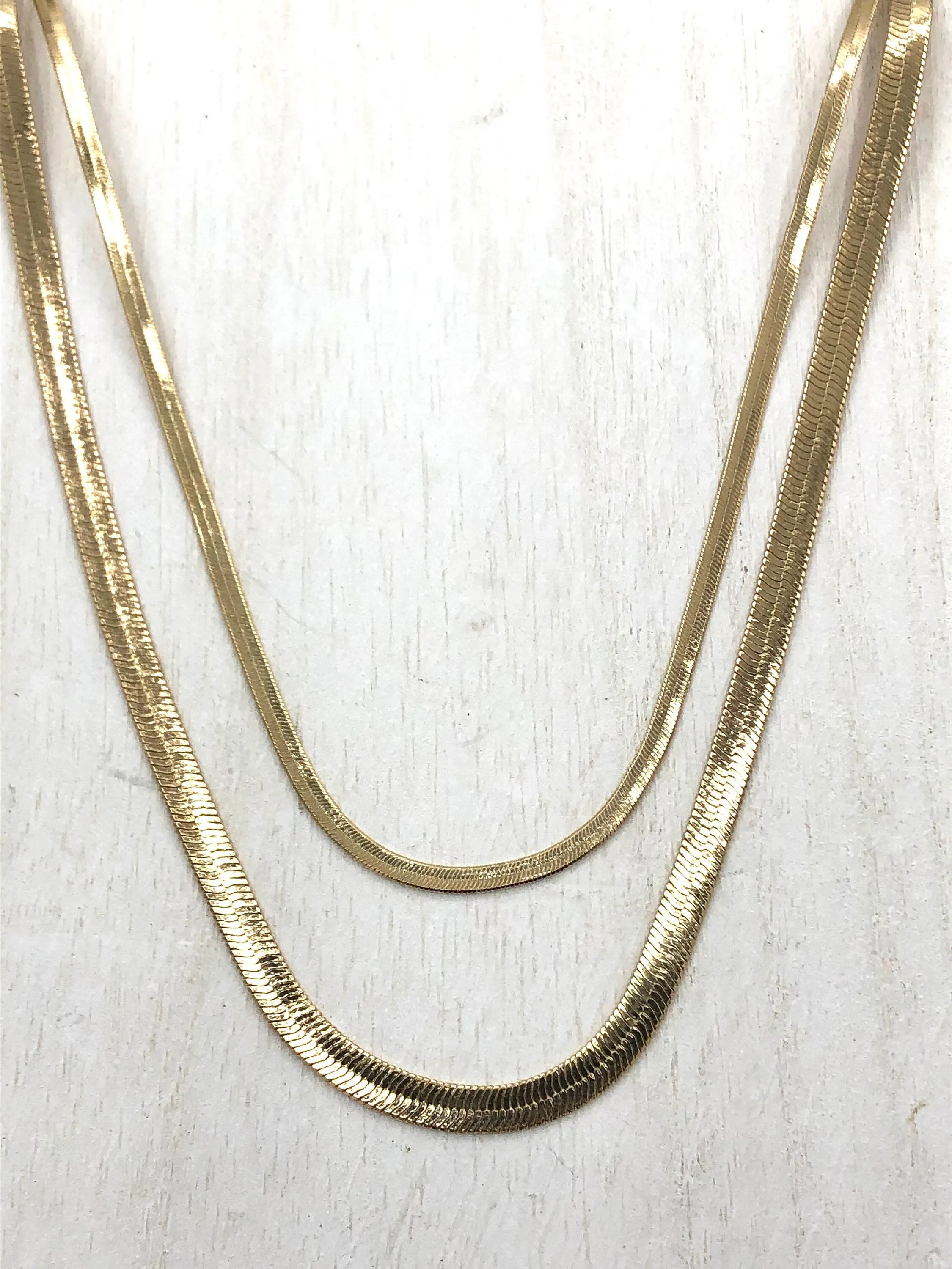 Brass Herringbone Chain Sold by the Piece 16" or 18" with Finished Ends. 3mm or 5mm. Flat Snake Layering Chain  Gold or Silver. Fast ship