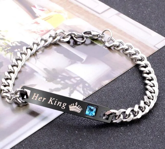 Couple bracelet, student's simple bracelet, his queen her king