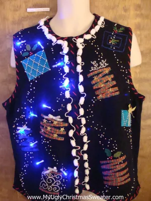 Crafty Trees Crazy Christmas Sweater Vest with Lights