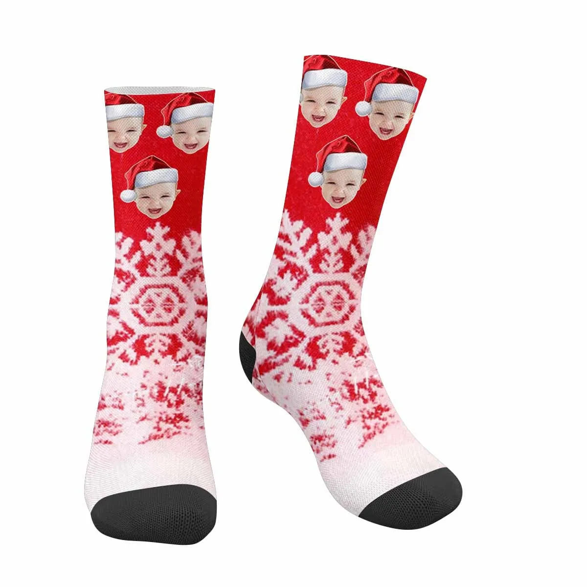 Custom Face Christmas Red Socks