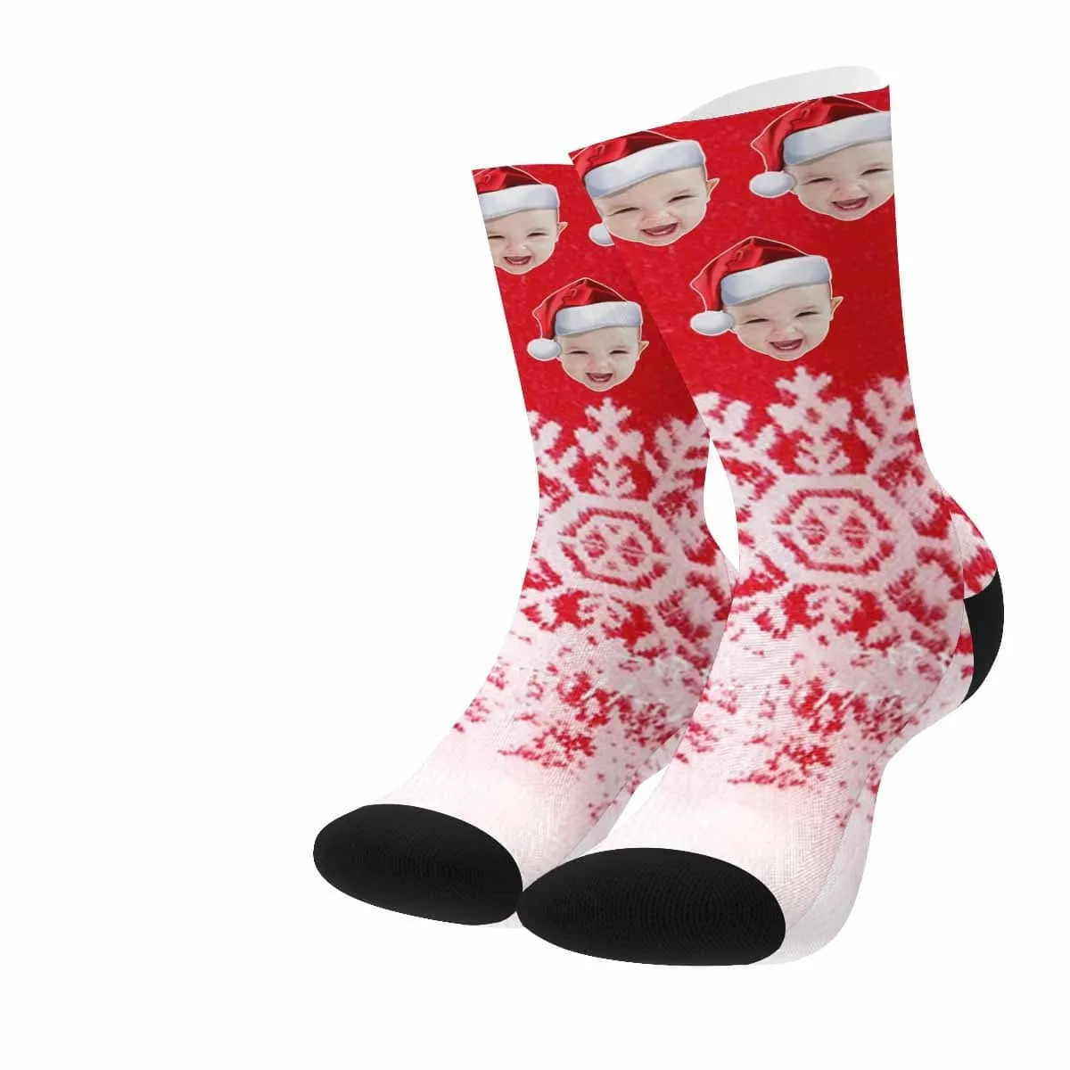 Custom Face Christmas Red Socks