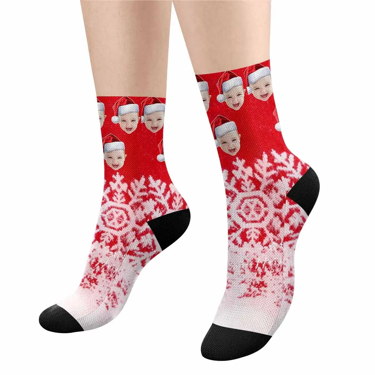 Custom Face Christmas Red Socks