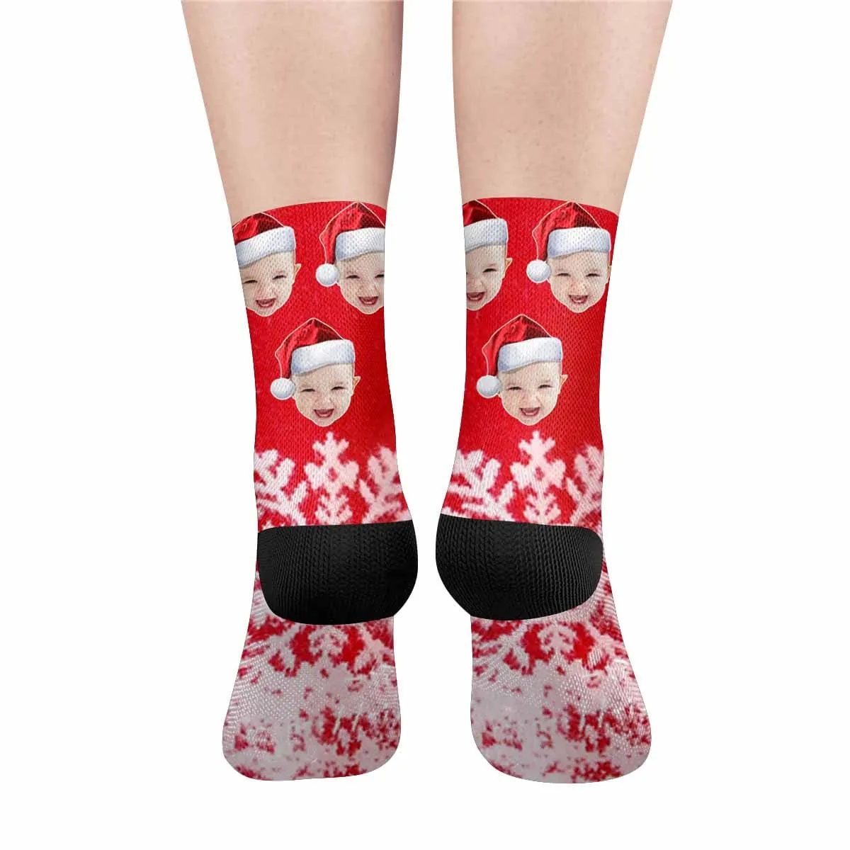 Custom Face Christmas Red Socks