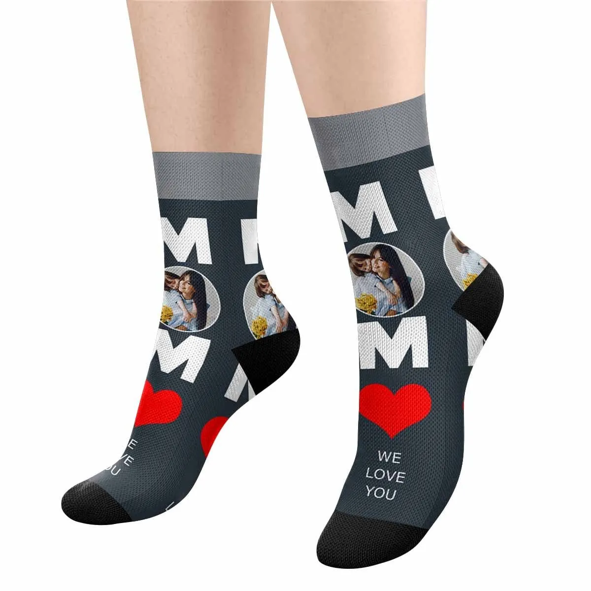 Custom Photo Love Mom Socks