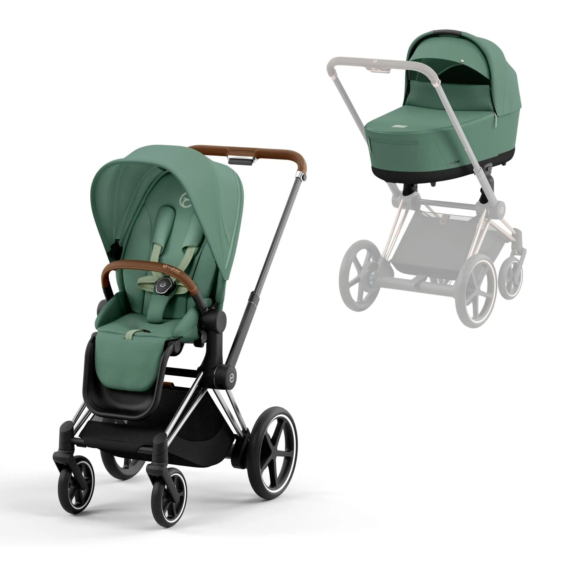 Cybex e-Priam & Lux Cot in Leaf Green