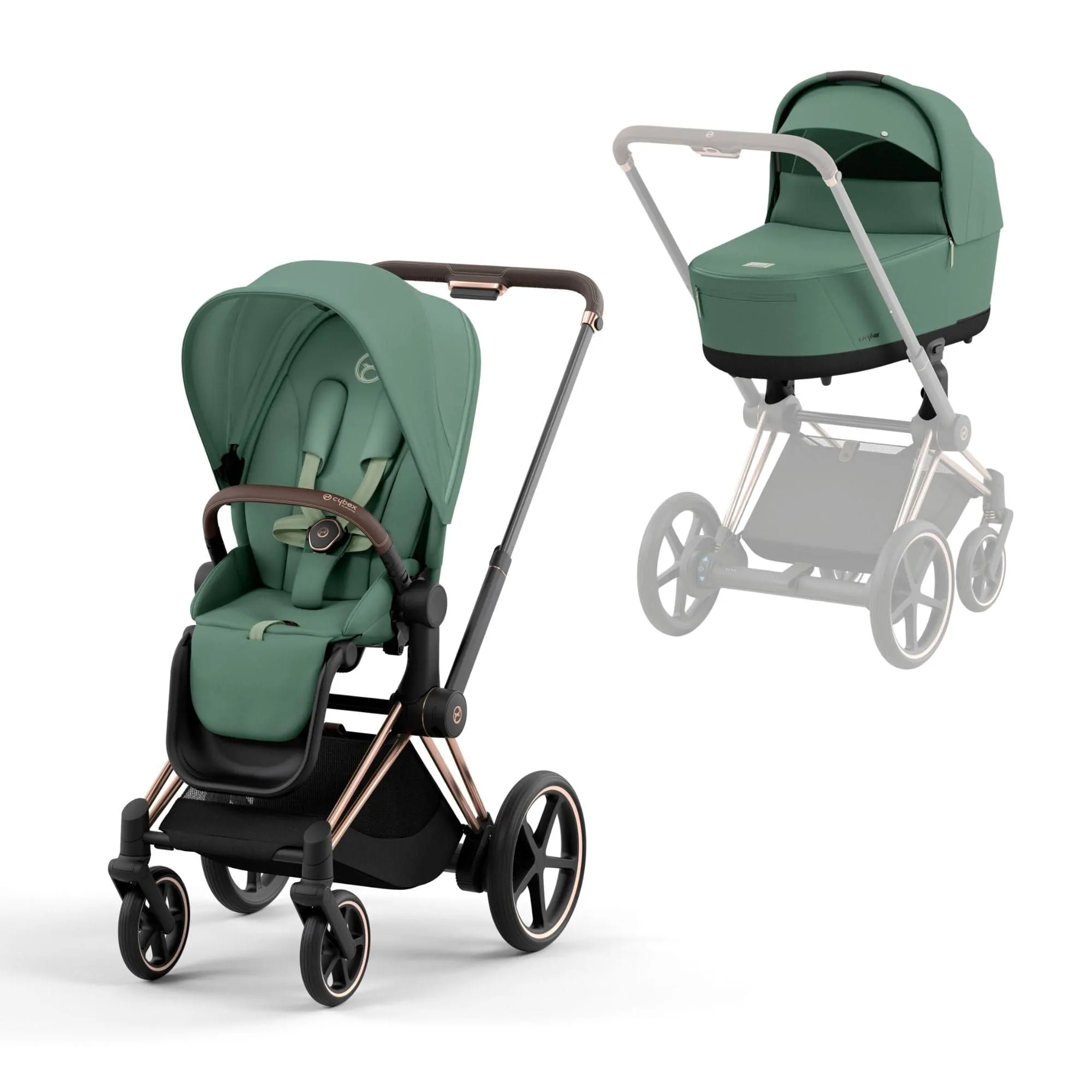 Cybex e-Priam & Lux Cot in Leaf Green