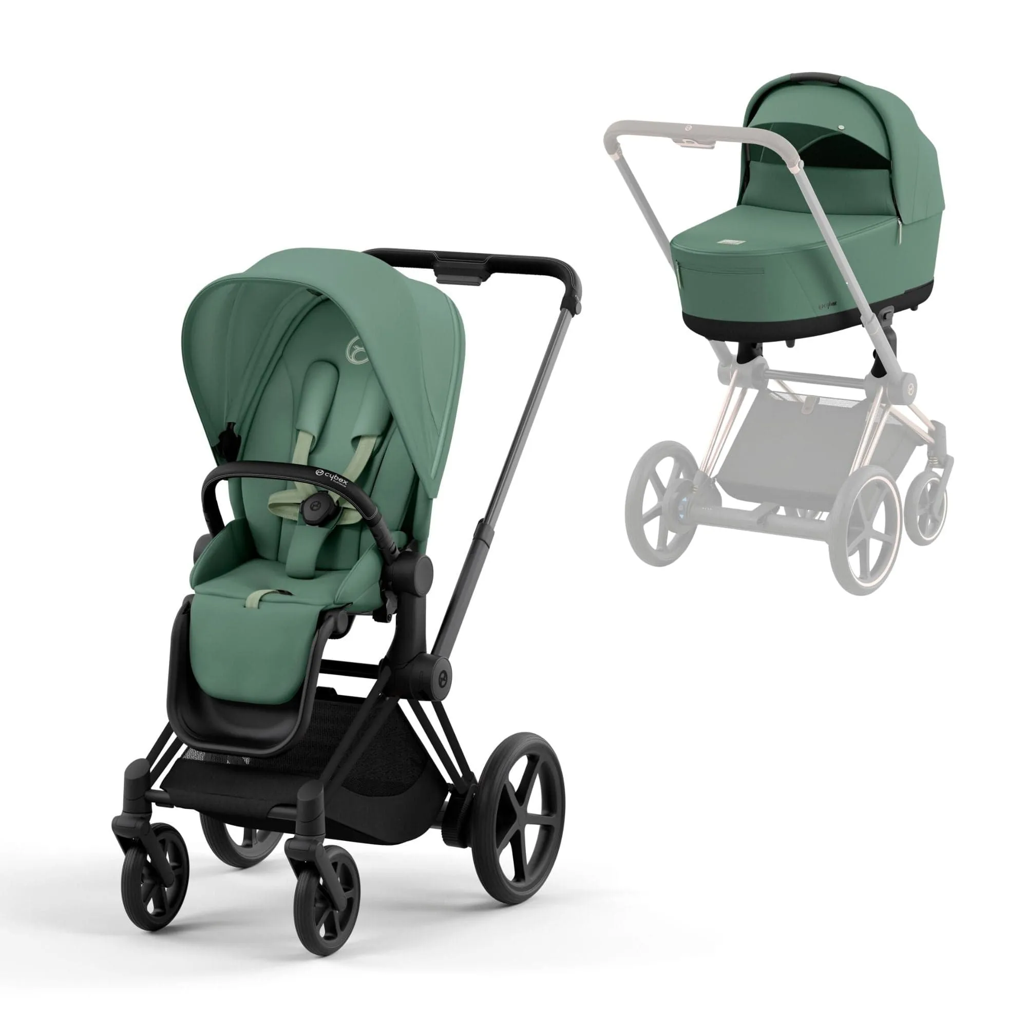 Cybex e-Priam & Lux Cot in Leaf Green