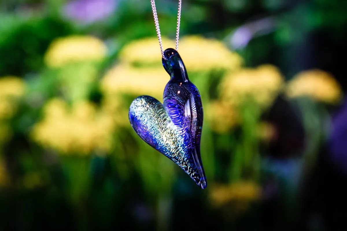 Dichroic Heart Pendant with Cremation Ashes