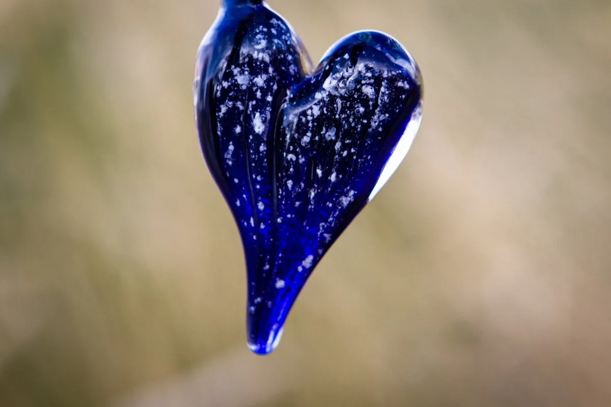 Dichroic Heart Pendant with Cremation Ashes