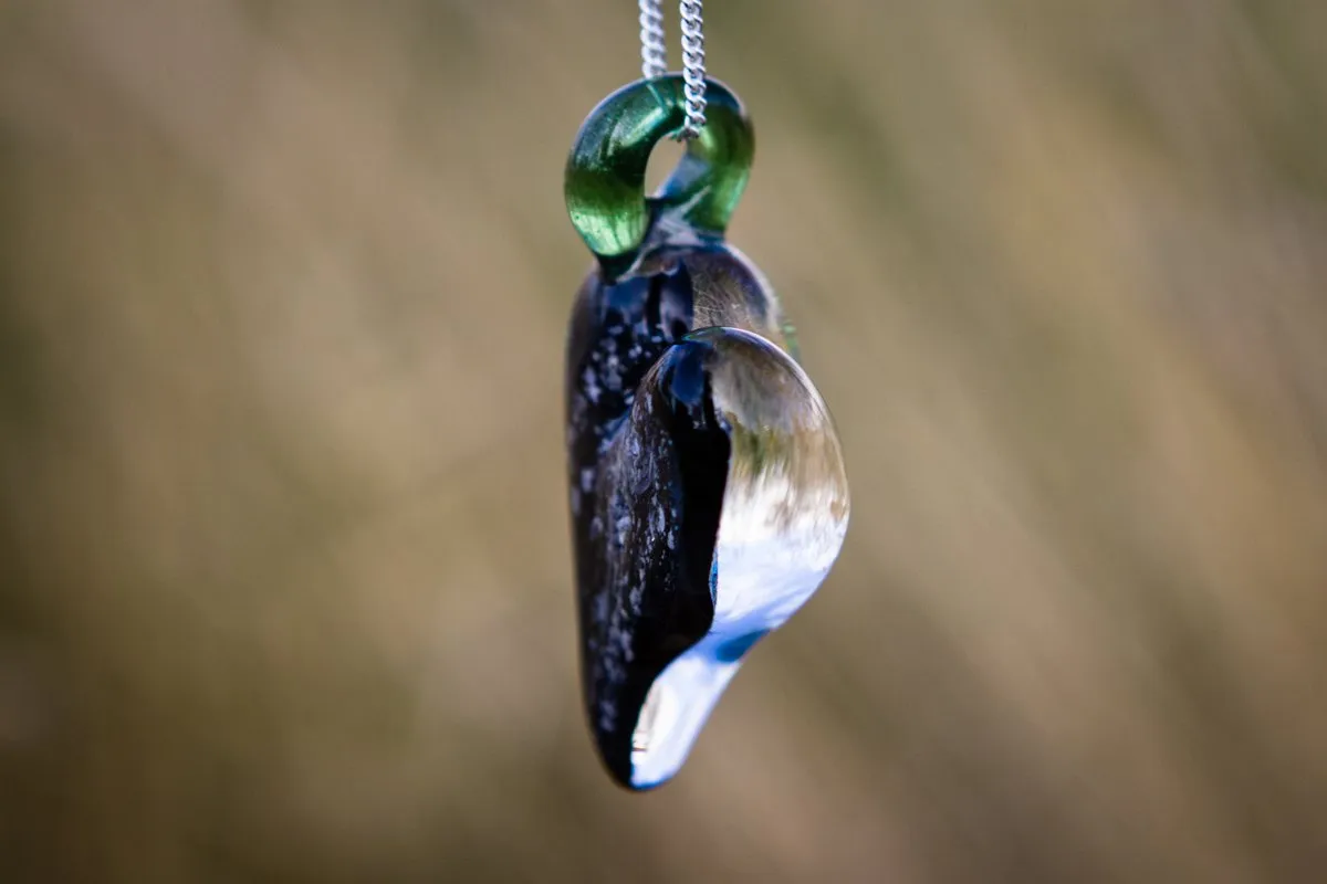 Dichroic Heart Pendant with Cremation Ashes