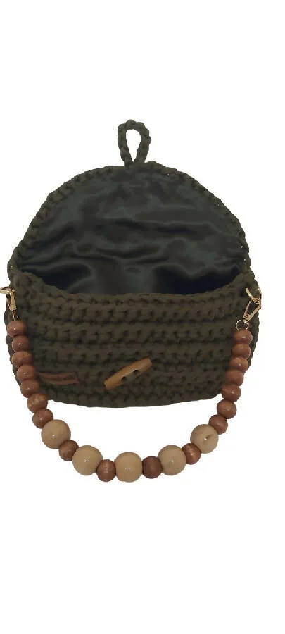 Fashion Stitch Women's Olive Green Hand Bag Crochet For Ladies