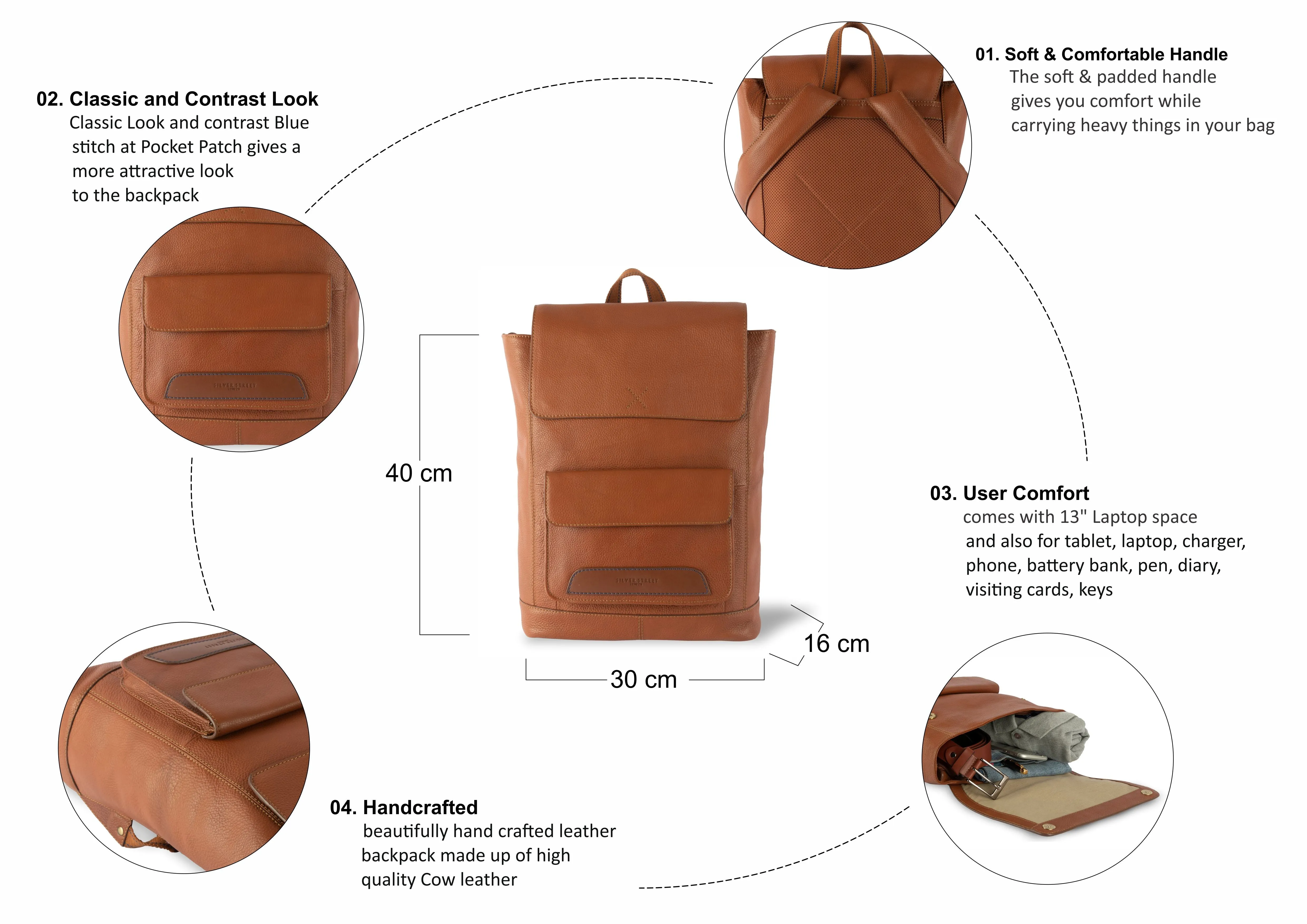 Foster Leather Backpack - Tan