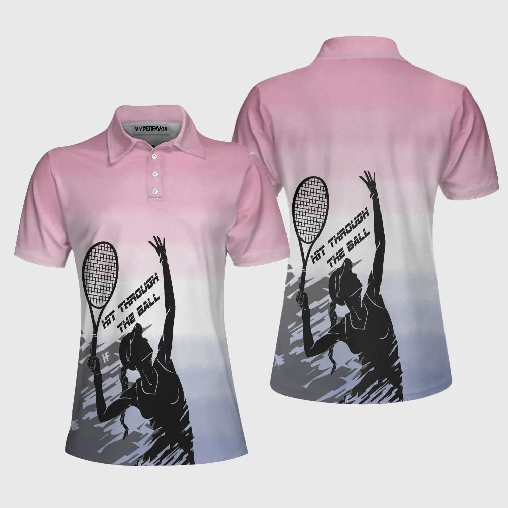 Hit Through The Tennis Ball Dip-Dyed Short Sleeve Women Polo Shirt Coolspod