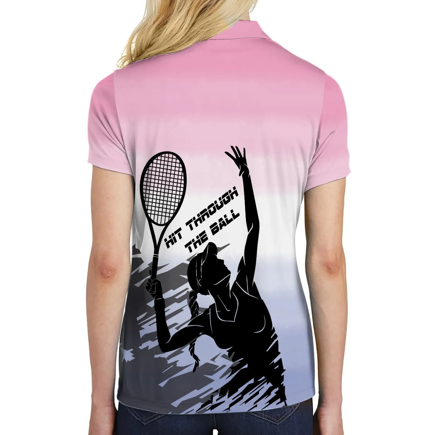 Hit Through The Tennis Ball Dip-Dyed Short Sleeve Women Polo Shirt Coolspod