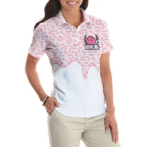 I Bowl Like A Girl Try To Keep Up Short Sleeve Woman Polo Shirt, White & Pink Women Bowling Shirt Coolspod