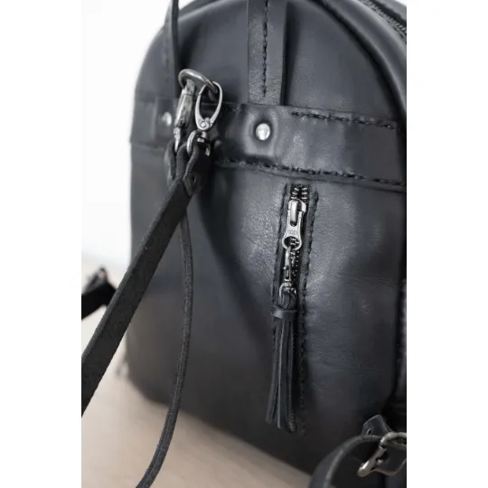 La Petite Leather Ladies Backpack - Black