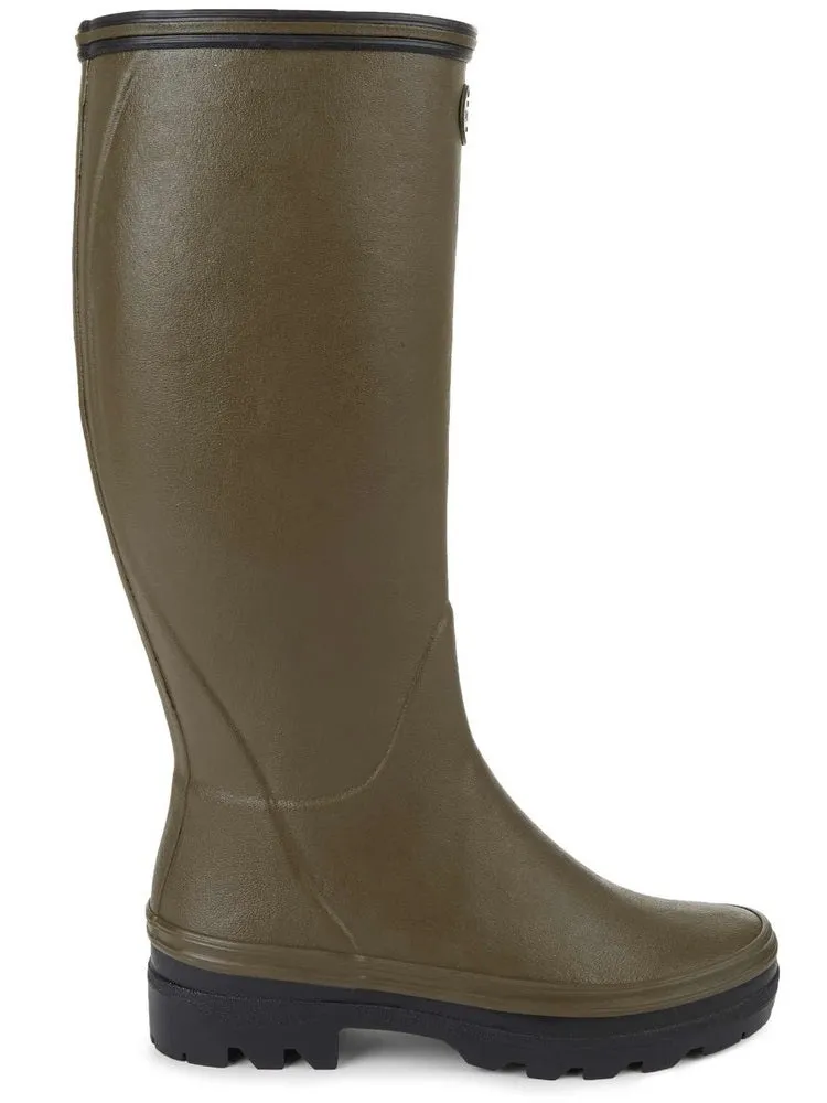 LE CHAMEAU Giverny Wellington Boots - Ladies Jersey Lined - Dark Green