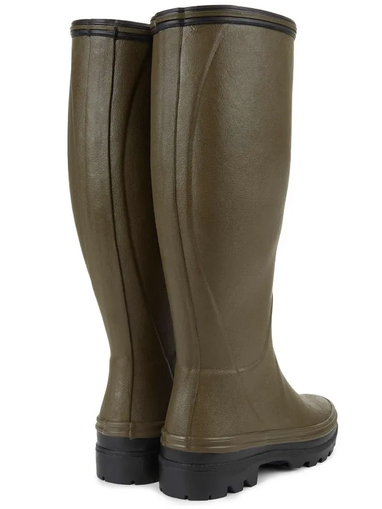 LE CHAMEAU Giverny Wellington Boots - Ladies Jersey Lined - Dark Green