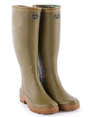 LE CHAMEAU Giverny Wellington Boots - Ladies Jersey Lined - Iconic Green