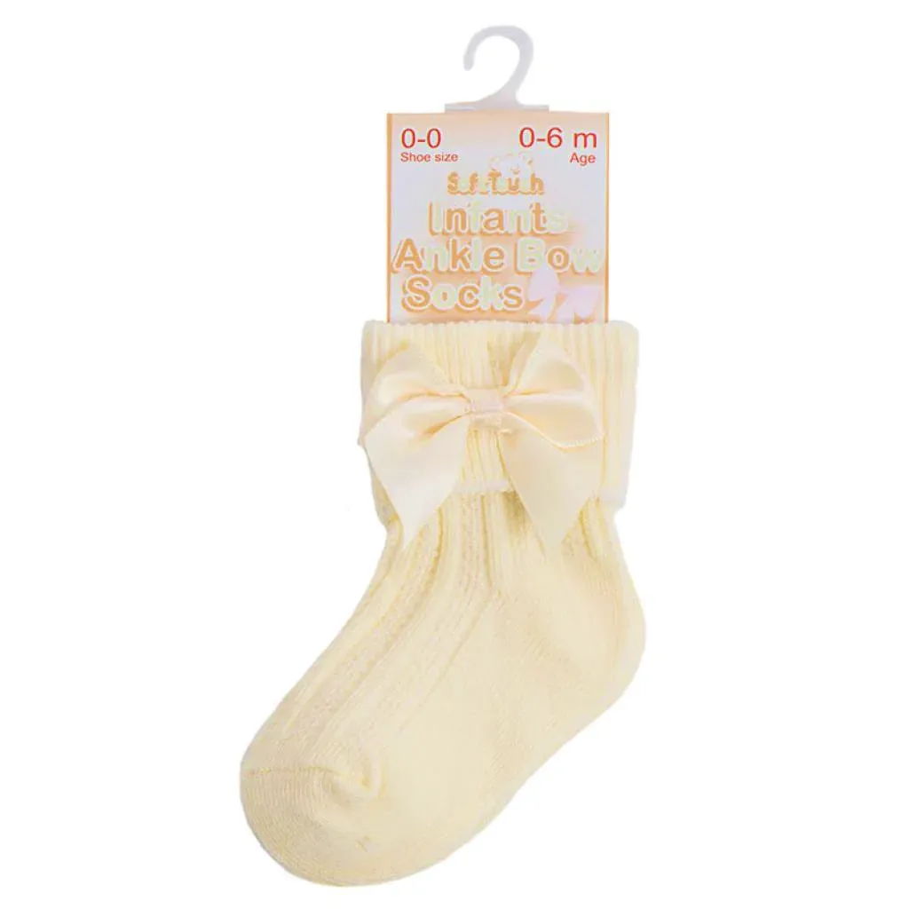 Lemon Yellow Bow Ankle Socks