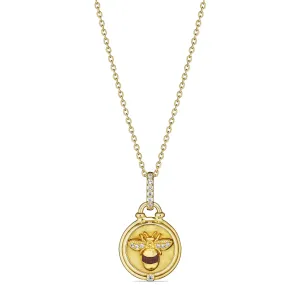 Little Luxuries Bumble Bee Medallion Necklace with Diamonds in 18K