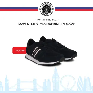 LOW STRIPE MIX RUNNER IN NAVY