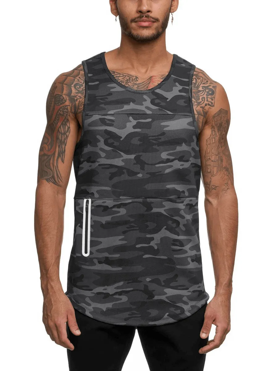 Male Quick Drying Bodybuilding Tank Top with Pocket / Gym Sportswear - SF0313