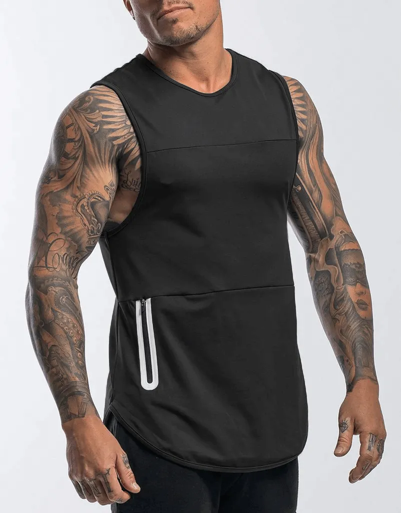 Male Quick Drying Bodybuilding Tank Top with Pocket / Gym Sportswear - SF0313