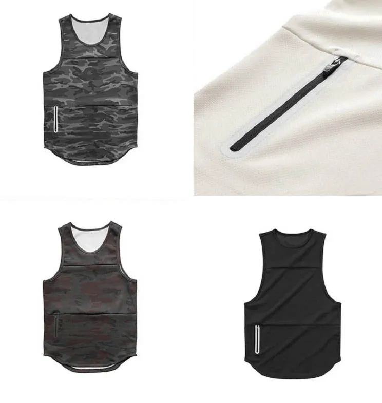 Male Quick Drying Bodybuilding Tank Top with Pocket / Gym Sportswear - SF0313